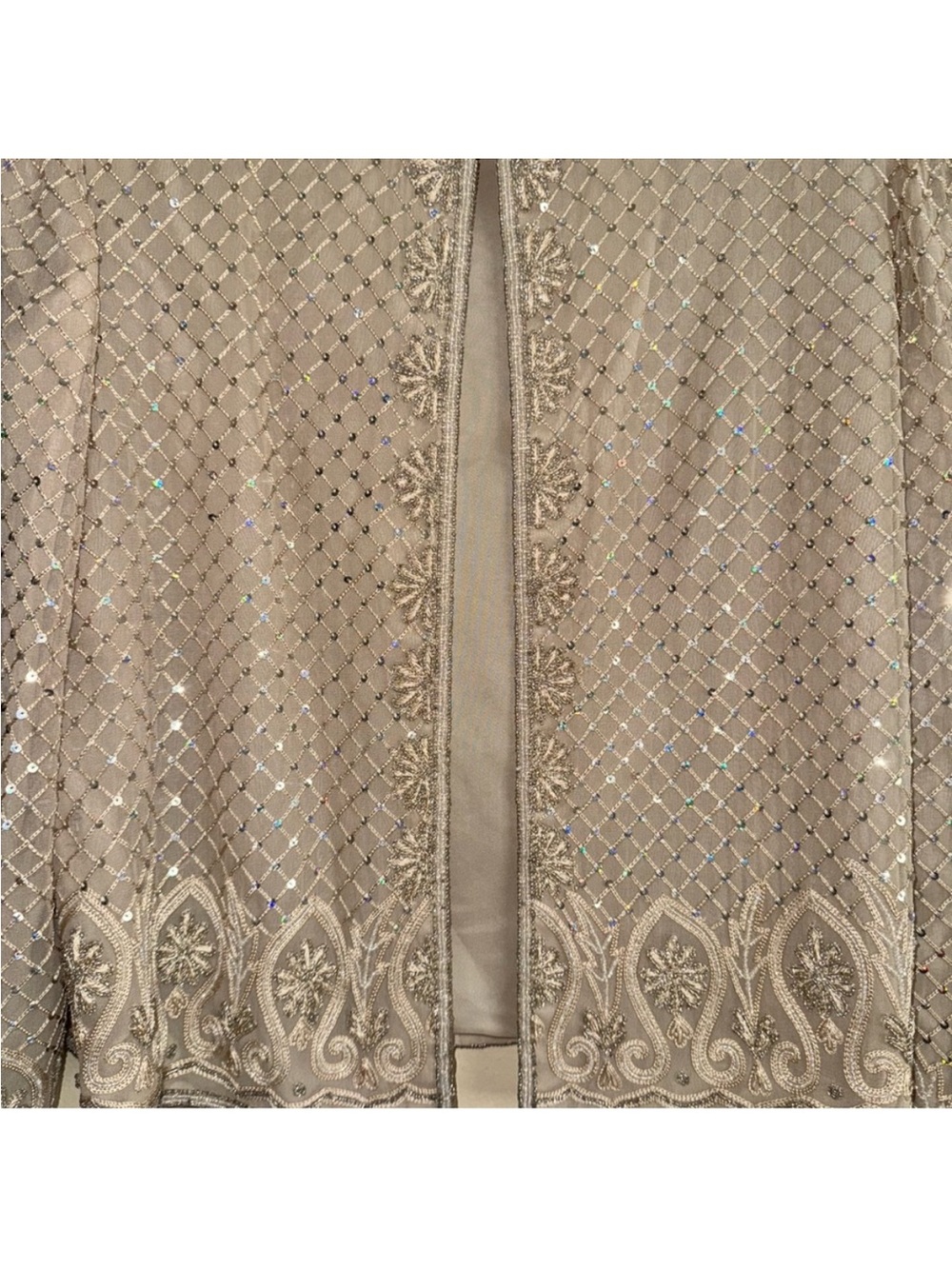 Vintage Adrianna Papell Occasions 100% Silk Elegant Grid Topper Jacket Sz 14 NEW - Picture 3 of 14